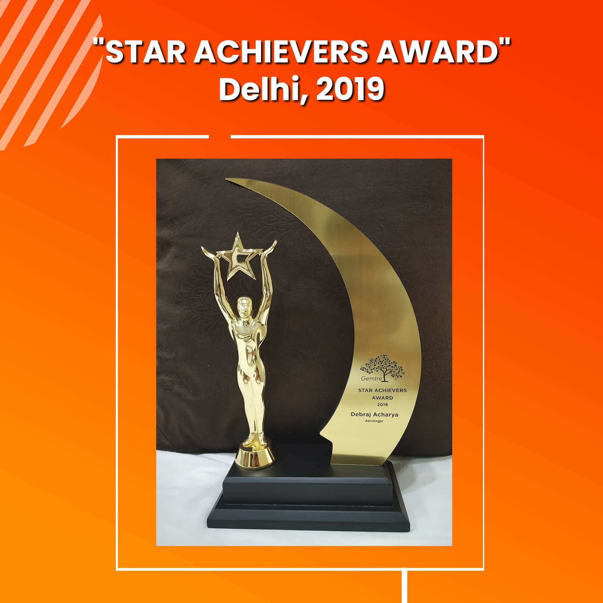 Star Achievers Award received by best Astrologer Debraj Acharya practice in Kolkata, Mumbai, Delhi, Bangalore